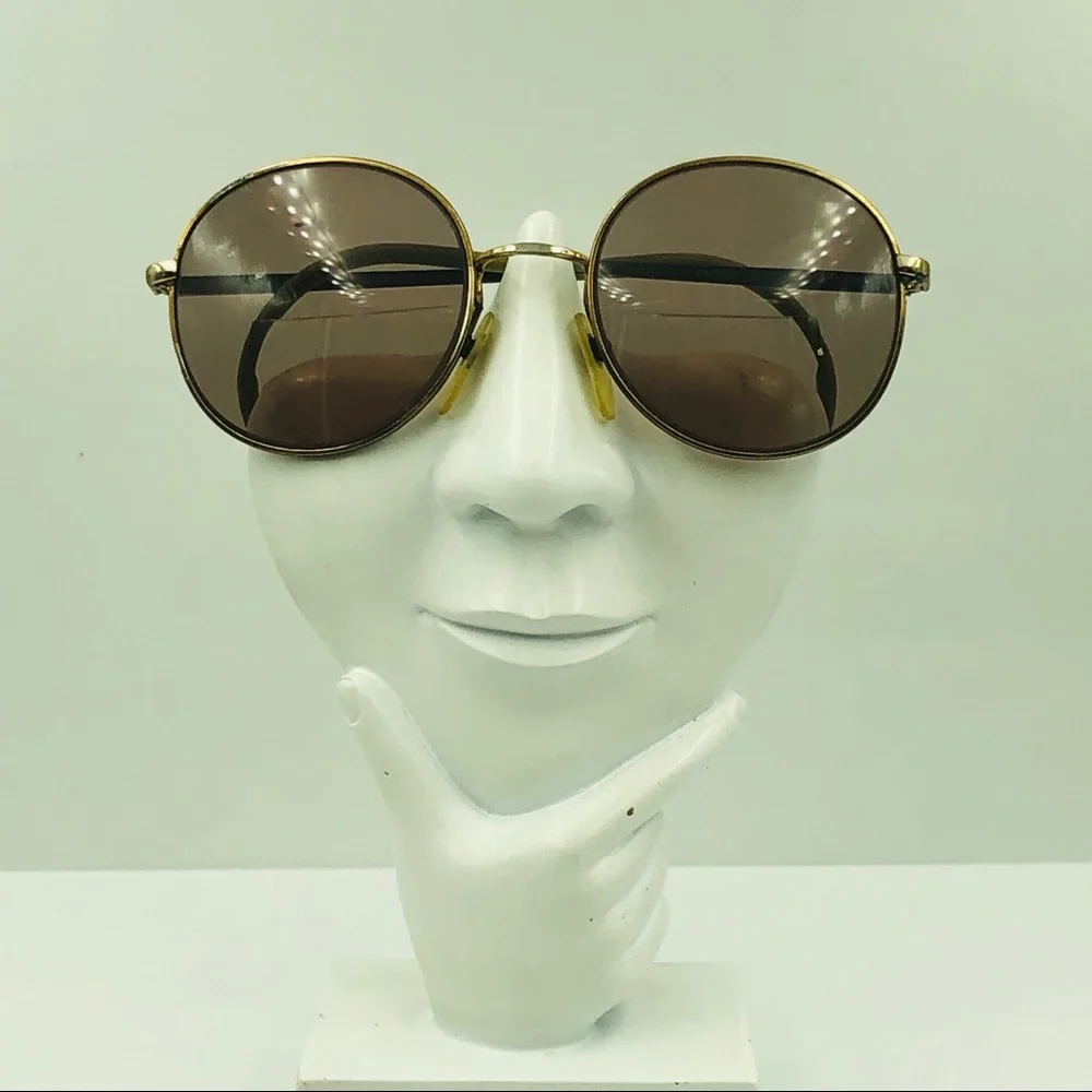 Luxottica Metal Brown Gold Round Sunglasses Frames